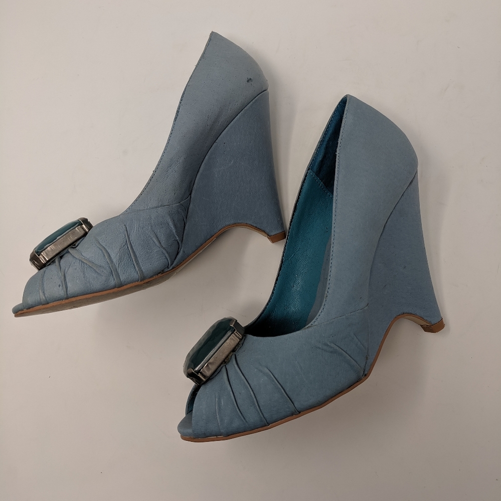 Baker's | Diva jeweled leather blue wedges - Picture 3 of 6